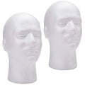 2 Pack Male Foam Head Mannequin Displays - 11 Inch Wig & Hat Holders
