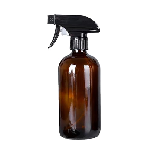 Refillable Amber Glass Spray Bottle: 17oz/500ml Refillable Fine Mist Sprayer for Essential Oils, Cleaning, and Skincare, UV Protection, Reusable Friendly Bottle for Home and Travel