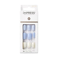 KISS Impress No Glue Manicure Press-On Nails, Light Blue, Lavender, White Glitter, Short Size, Squoval Shape, Includes 30 Nails, Prep Pad, 1 Manicure Stick, 1 Mini File