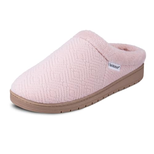 isotoner Women's Diamond Microterry Gemma Clog Slippers with Memory Foam - Evening Sand, Size 7.5-8