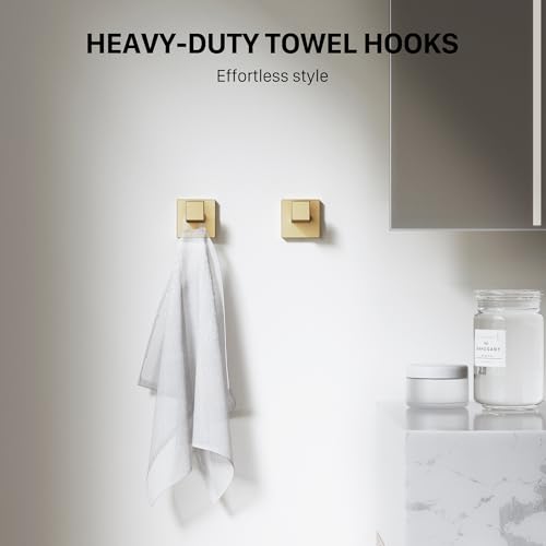 JIXB Brushed Gold Bathroom Hardware Accessories Set 10-Piece, 23.6 Inch Towel Bars & Toilet Paper Holders - Variation Brushed Gold / 10