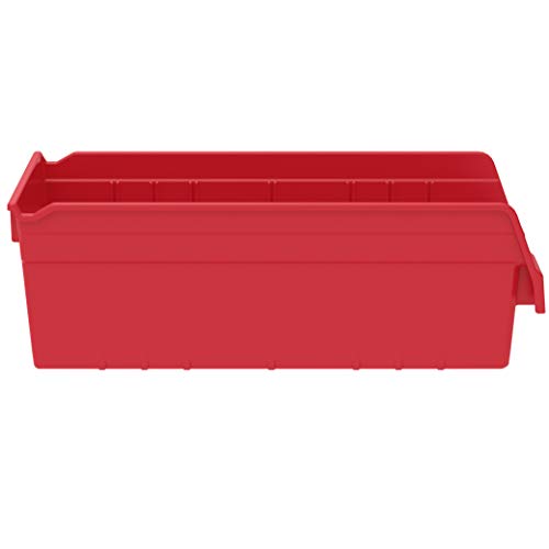 Red Plastic Nesting Storage Bins - 18x8x6 Inches, 8-Pack
