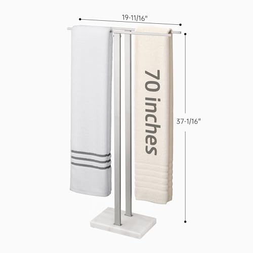 37-Inch Standing Towel Rack with Heavy Marble Base - Brushed Finish