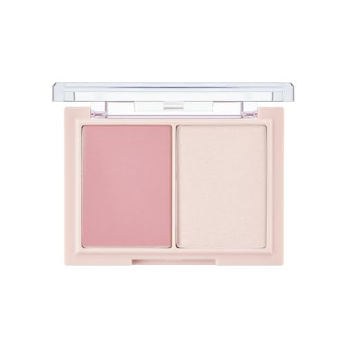 TAG Mood Blush Beam | Dual Blush & Highlighter Palette | Light-weight, Shimmery, Tone-Matching shades | K-beaury (#2 Fair Mauve)