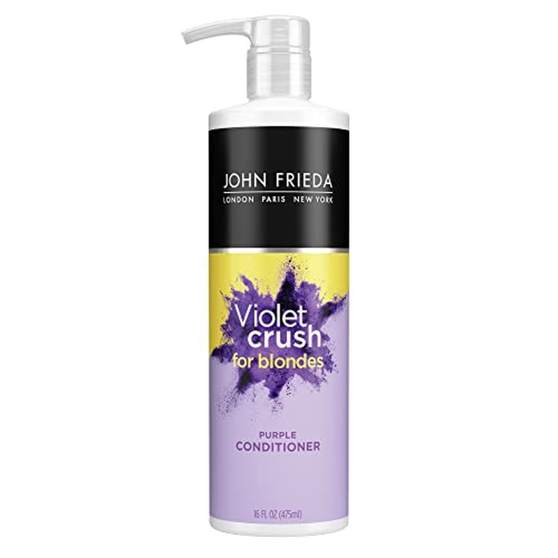 John Frieda Violet Crush Purple Conditioner, Purple Conditioner for Blonde Hair, Crushed Violet Pigments Neutralize Brassy Tones for Cooler, Brighter Blonde, 16 FL OZ (475ml)