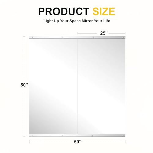 LAWADA 50”x25” Wall Mirrors for Home Gym - Silver, 2 Pack, Full Length Fitness Mirrors