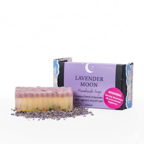 Lavender Moon Violet Clay and Lavender Bar Soap Handcrafted Scented Cleansing Soap for Daily Bath and Shower Use with Floral Aroma 80g