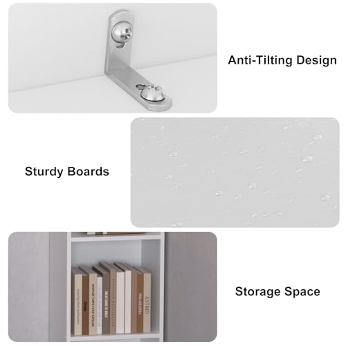 White 6-Tier Narrow Tall Bookcase - 70.5 Inch Slim Wall Shelf for Small Spaces