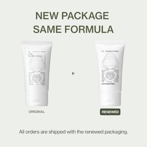 SHANGPREE CC Clear Fit Mask, Cream Clay Mask, Mineral Complex 61.79%, Gentle Pore & Sebum Care, Smooth Comfortable Finish, For Dull Skin, 70g / 2.46 oz.