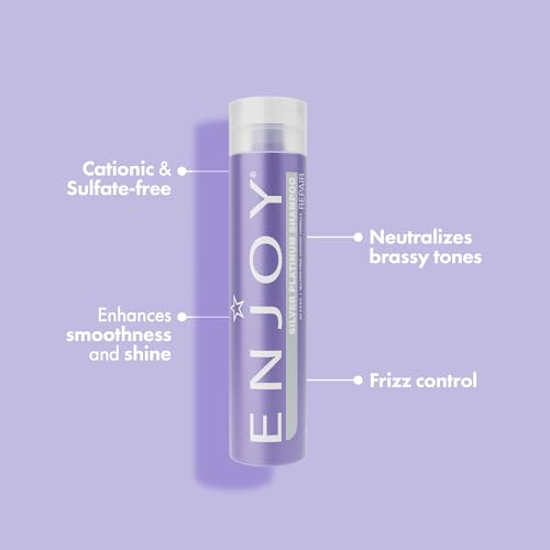 Enjoy Silver Platinum Purple Shampoo for Brassy Hair - Sulfate-Free, pH 4.0-5.0, 10.1 Fl Oz