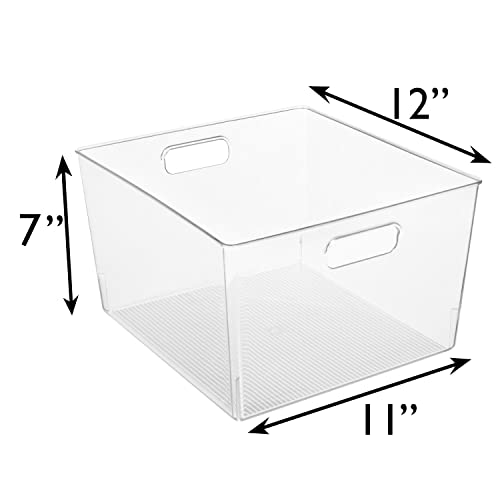 ClearSpace 6 Pack Clear Plastic Storage Bins for Kitchen, Pantry & Fridge