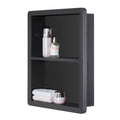 IDYLLOR Matte Black Recessed Shower Niche 14x18 Stainless Steel Bathroom Storage Cabinet