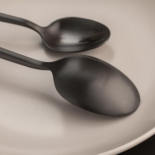 Black Hexagon Forged Silverware Set for 4 - 20-Piece Stainless Steel Flatware