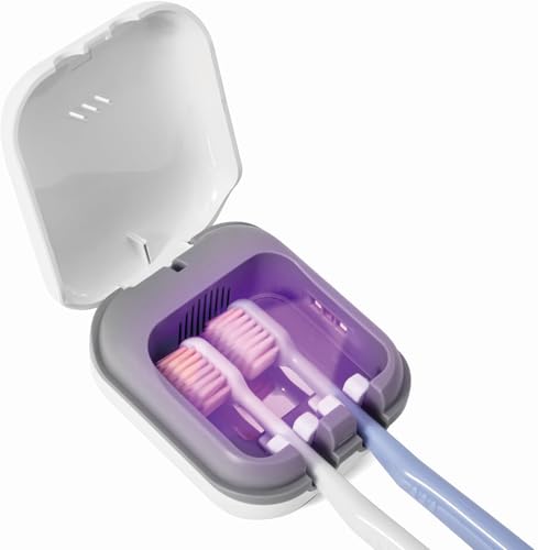 Toothbrush Sanitizer Case with UV-C Lights & Fan Drying - White 2 - Portable & Rechargeable