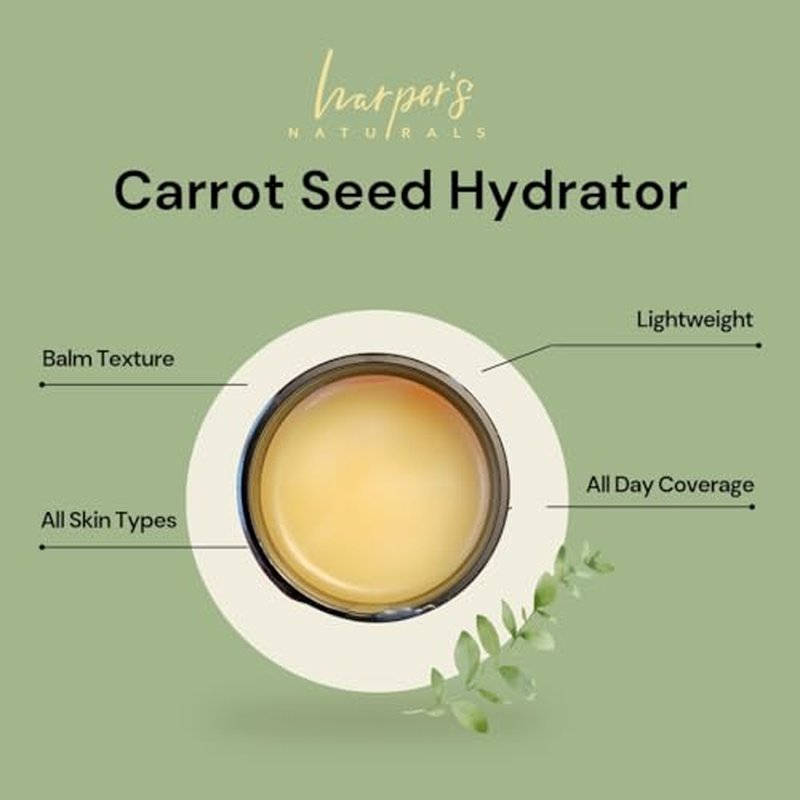 Harper's Naturals Carrotseed Facial Hydrator, All Natural Face Moisturizer, For All Skin Types, All Day Coverage, Smooths Fine Lines & Wrinkles, Carrotsedd Essential Oil Blend - 2 oz