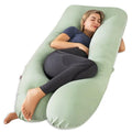 Meiz Sage Green 60-Inch U-Shaped Pregnancy Pillow for Comfortable Sleep