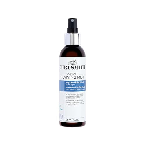 CURLSMITH CurlFit Reviving Mist for Curly Hair, Post-Workout Scalp & Curl Refresh, Micellar Water, 6 oz