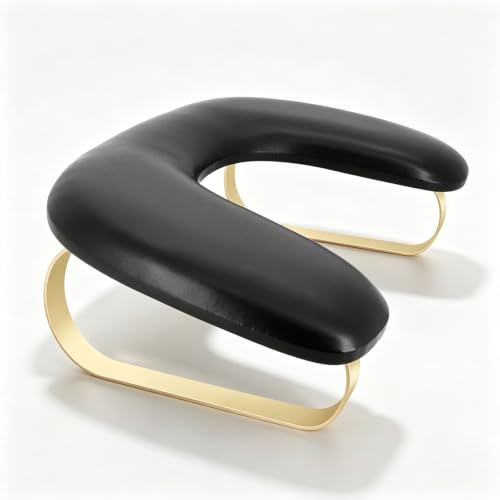 U Shaped Nail Arm Rest for Manicure Salon & Home Use - Microfiber PU Leather, Removable Legs, Black