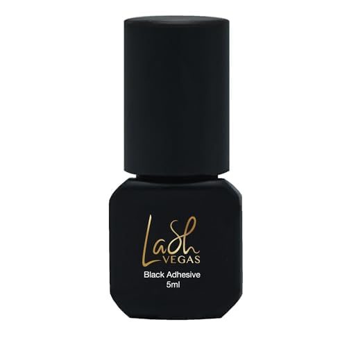 Black Lash Glue for Eyelash Extensions (5ml) ? 0.5-1 Sec Fast Drying Professional Eyelash Extension Glue with 6-7 Week Retention ? Oil and Waterproof Eyelash Adhesive