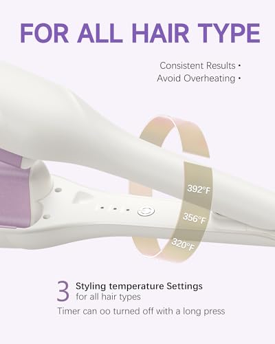 TSUYAGLA Cream White Beach Waves Hair Waver 1.42 Inch Curling Wand Dual Voltage