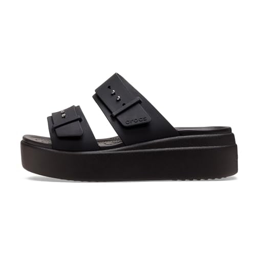 Crocs Women's Brooklyn Buckle Low Wedges - Black 8