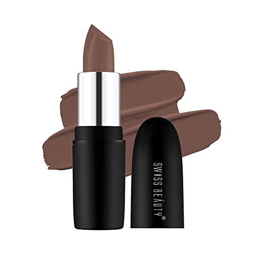 SWISS BEAUTY Pure Matte Creamy Lipstick | Non-drying, Highly pigmented Lipstick | Shade- Caramel, 3.8gm|