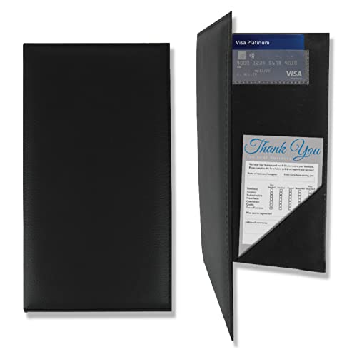 Water-Resistant Guest Check Presenters Set of 20 for Restaurants - Leatherette, 5.5 x 10 Inches with Credit Card & Side Pockets