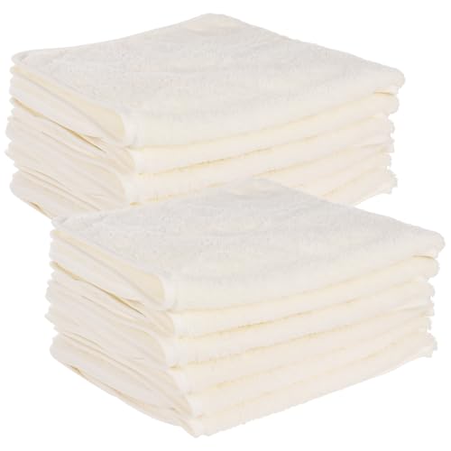 White U-Shaped Coral Fleece Facial Towels - Salon SPA Cleansing Cloths, Pack of 12