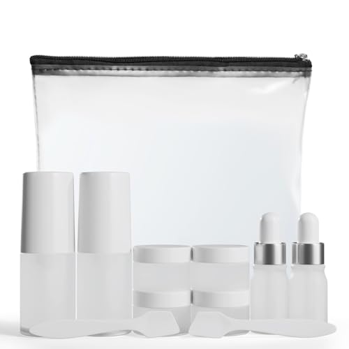 Travel Skincare Containers Set with TSA Approved Toiletry Bag & Leakproof Bottles