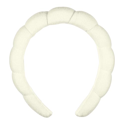 Conair Spa Makeup and Face Washing Headband, Ultra-Absorbent Microfiber Skincare Headband, Soft Terry Cloth, No-Pull Band Gentle on Hair and Head, Bubble Design, Ivory
