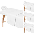 Comfyanno 4 Sets Massage Table Sheets Sets, 3 Pcs Professional Microfiber Massage Bed Sheets, Soft, Light-Weight, Stain & Wrinkle Resistant, Includes Flat & Fitted Sheet, Face Cradle Cover - White