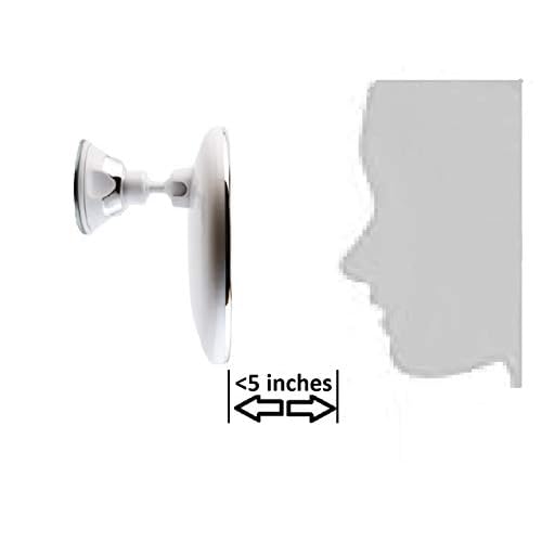 JiBen LED Lighted 10X Magnifying Makeup Mirror with Power Locking Suction Cup, Bright Diffused Light and 360 Degree Rotating Adjustable Arm, Portable Cordless Home and Travel Bathroom Vanity Mirror