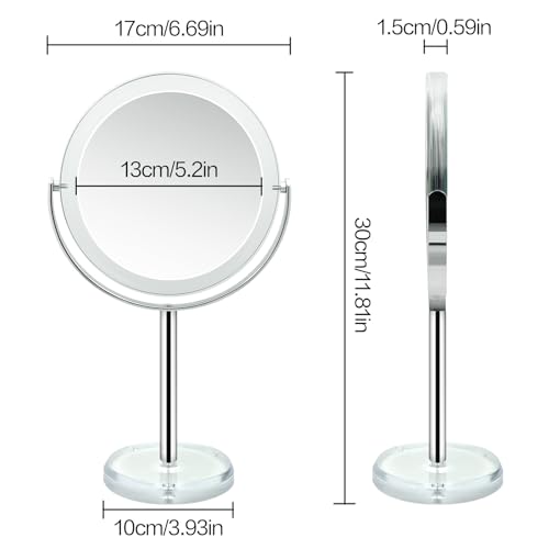 15X & 1X Magnifying Makeup Mirror with Stand - 7 Inch Tabletop Vanity Mirror for Bathroom & Bedroom