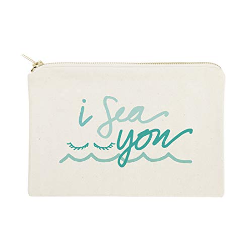 The Cotton & Canvas Co. I Sea You Summer Beach Cosmetic Bag and Travel Make Up Pouch