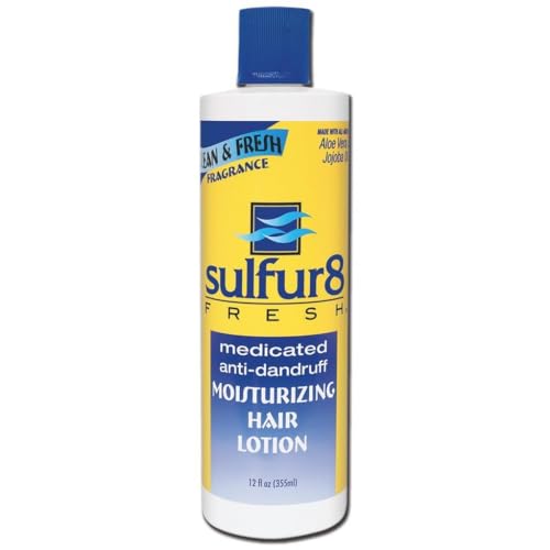 Sulfur 8 Fresh Medicated Anti-Dandruff Moisturizing Hair Lotion 12 oz ? Hydrating Scalp Relief for Dry & Itchy Scalp, Non-Greasy with Aloe Vera & Jojoba Oil, Clean Fresh Fragrance, All Hair Types