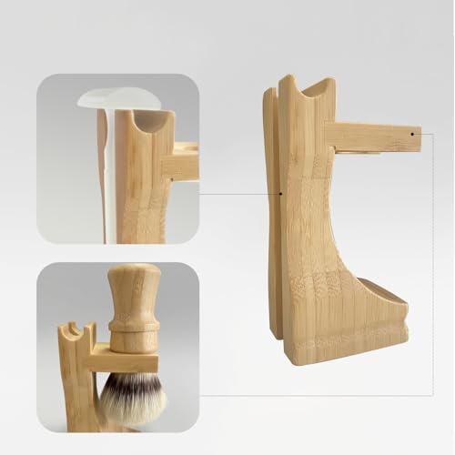 Boar Bristle Shaving Brush Kit with Bamboo Stand & Lathering Bowl