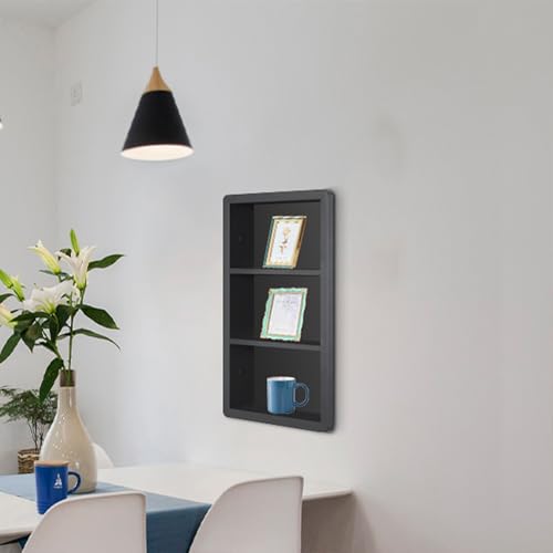 IDYLLOR Matte Black Recessed Medicine Cabinet 14x24 Wall Storage with Shelves