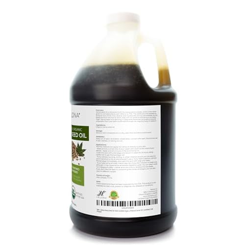 velona Hemp Seed Oil USDA Certified Organic - 64 Fl Oz | 100% Pure and Natural Carrier Oil | Unrefined, Cold Pressed | Hair, Body, Face & Skin Care