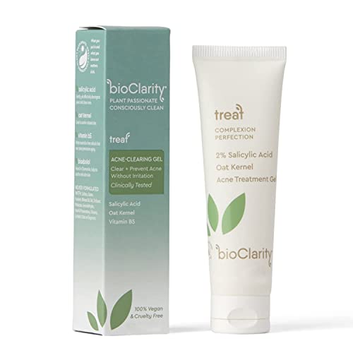 bioClarity Acne Treatment Gel | 2% Salicylic Acid + Moisturizing Oat Kernel | 100% Vegan, Clean Ingredients | 1.75 Fl Oz (Pack Of 2)