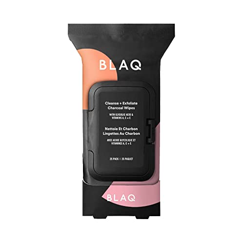 Natural Activated Charcoal Face Wipes - Dual Sided Exfoliating & Makeup Remover - 25 Count - Travel Size