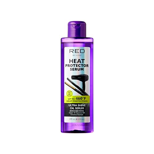 KISS Pencil Flat Iron & Heat Protector Hair Serum Bundle - Ceramic Tourmaline Plates - 3/10" - Straightens from Root - Medium Hair - 460F Max Temp
