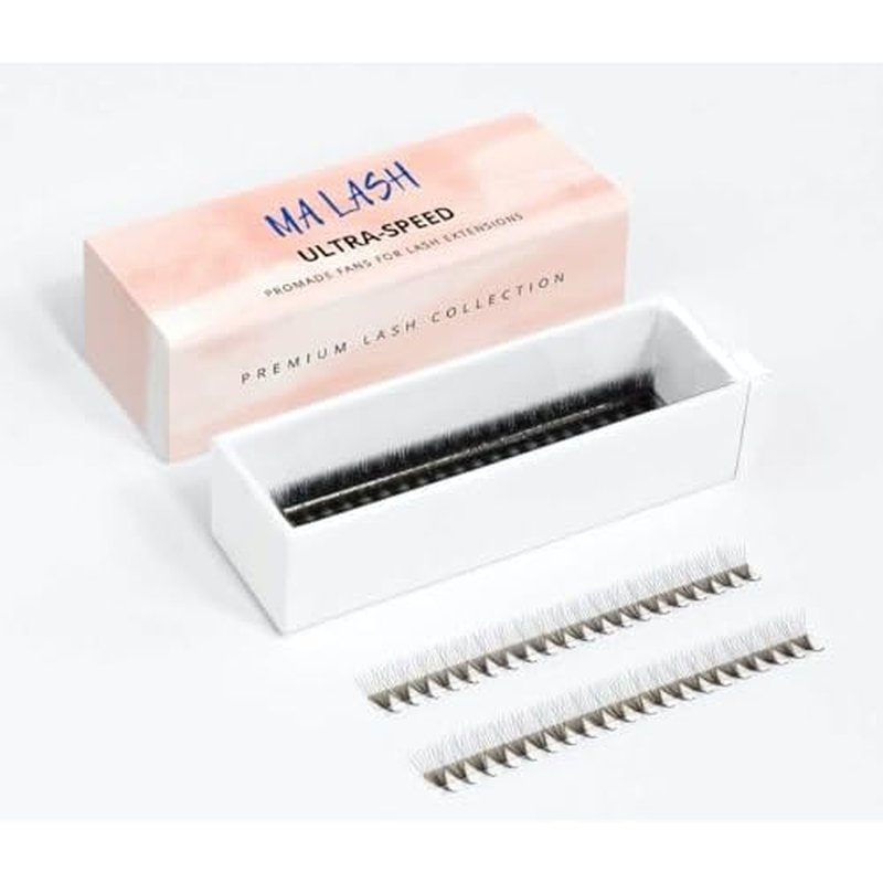 2D ultra speed Premade/promade Fans CC Curl 0.1 single Tray 13 mm (16 rows) - Long Stem Volume Eyelash Extensions black (2D CC 0.1 13mm)