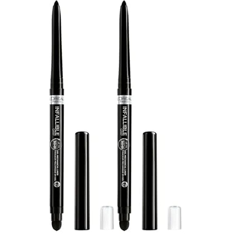 L'Oreal Paris Infallible Grip Mechanical Gel Eyeliner Pencil,Smudge-Resistant,Waterproof Eye Makeup with Up to 36HR Wear,Intense Black,0.01 Oz,(Pack of 2)