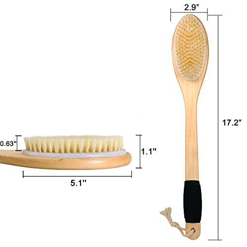 OWIIZI Back Scrubber Brush for Shower & Foot Scraper Callus Remover Set, Body Bath Brushes Long Handle Skin Exfoliator for Men Women Wet Dry Use, Foot Grater for Dead Skin Foot Scraper Pedicure Tools