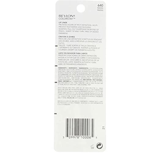Revlon ColorStay Lipliner with SoftFlex, Raisin 640, 0.01 Ounce