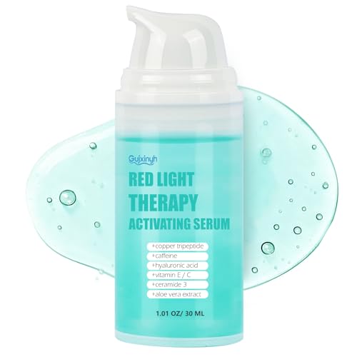 Red Light Therapy Activation Serum-Boost Collagen,Enhance LED Mask&Facial devices Effects by Red Light Therapy For face &neck, Anti-Aging Serum With Copper Tripeptide, Caffeine,Vitamin E, 1.01FLoz