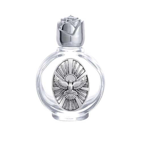 KOMI Holy Spirit Dove Glass Holy Water Bottle Set, 0.5 Fl Oz, Religious Travel Containers
