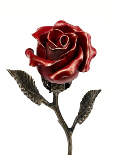 Red Hand Forged Wrought Iron Rose Gift for 6th Wedding Anniversary - Romantic Metal Decoration - Variation of THIS listing