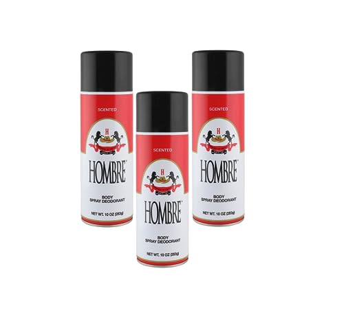 HOMBRE Red Deodorant Spray 10oz 283g Pack of 3 - Long-Lasting Odor Protection