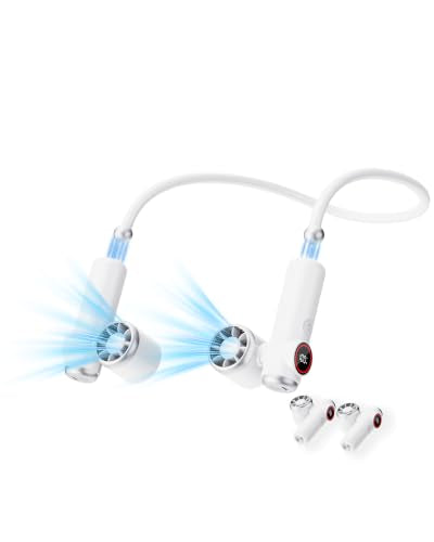 Portable Neck Fan Hands-Free Personal Wearable Fan Snowflake White